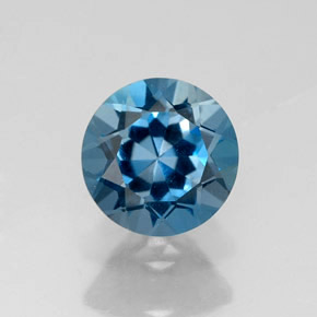 Topazio naturale blu da 1,80 ct, taglio rotondo, VVS