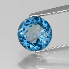 Topazio naturale blu da 1,64 ct, taglio rotondo, VVS