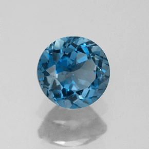 Topazio naturale blu da 1,81 ct, taglio rotondo, VVS