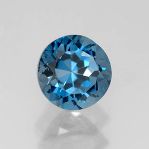 Topazio naturale blu da 1,83 ct, taglio rotondo, VS