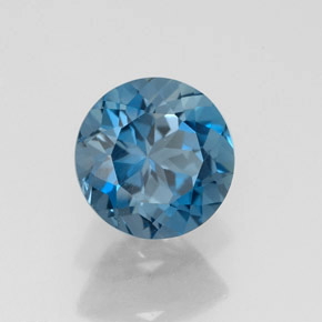 Topazio naturale blu da 1,83 ct, taglio rotondo, VVS