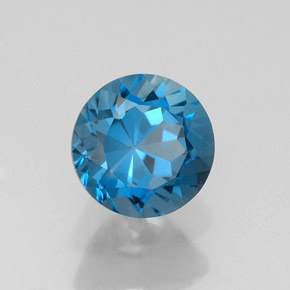 Topazio naturale blu da 1,89 ct, taglio rotondo, VVS