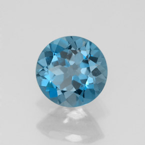 Topazio naturale blu da 1,52 ct, taglio rotondo, VVS