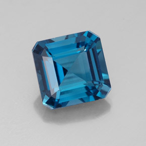 Topazio naturale blu da 2,20 ct, taglio smeraldo, VVS