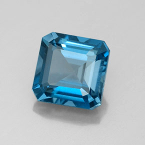 Topazio naturale blu da 2,27 ct, taglio smeraldo, VS