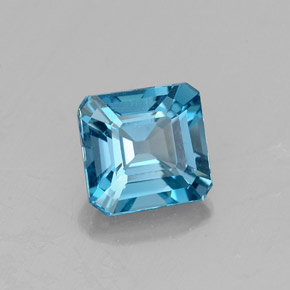 Topazio naturale blu da 1,23 ct, taglio smeraldo, VVS