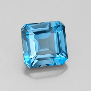 Topazio naturale blu da 2,27 ct, taglio smeraldo, VVS-VS