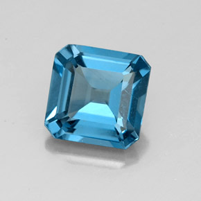 Topazio naturale blu da 2,04 ct, taglio smeraldo, VS