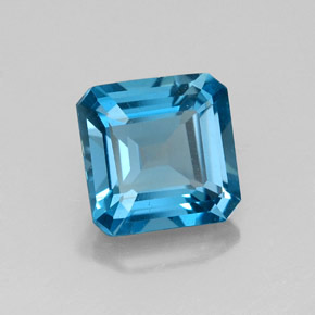 Topazio naturale blu da 2,06 ct, taglio smeraldo, VVS