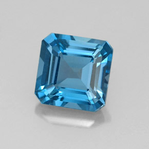 Topazio naturale blu da 2,06 ct, taglio smeraldo, VVS