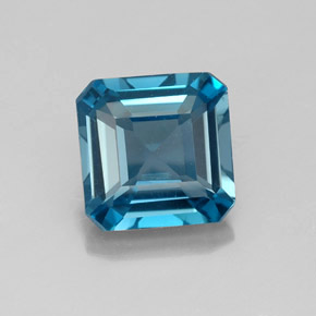 Topazio naturale blu da 2,00 ct, taglio smeraldo, VVS