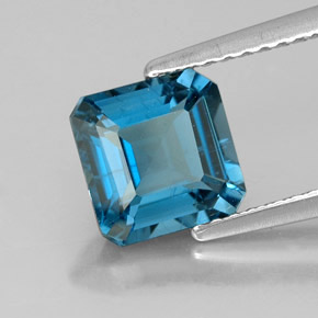 Topazio naturale blu da 2,06 ct, taglio smeraldo, VS