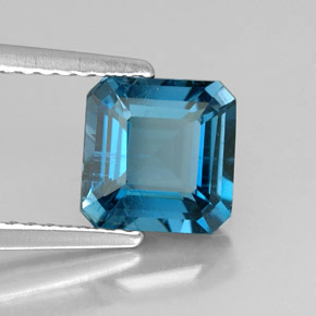 Topazio naturale blu da 2,06 ct, taglio smeraldo, VS
