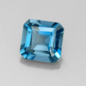 Topazio naturale blu da 1,96 ct, taglio smeraldo, VS
