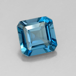 Topazio naturale blu da 1,96 ct, taglio smeraldo, VS