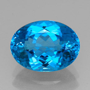 Topazio naturale blu da 12,83 ct, taglio ovale, VVS