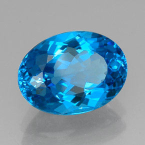 Topazio naturale blu da 12,83 ct, taglio ovale, VVS