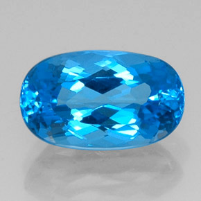 Topazio naturale blu da 9,66 ct, taglio ovale, IF