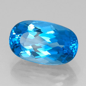 Topazio naturale blu da 9,66 ct, taglio ovale, IF