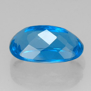 Topazio naturale blu da 9,66 ct, taglio ovale, IF