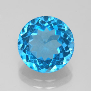 Topazio naturale blu da 3,34 ct, taglio rotondo, VS