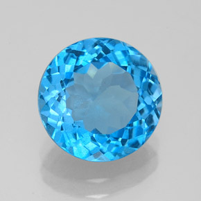 Topazio naturale blu da 3,34 ct, taglio rotondo, VS