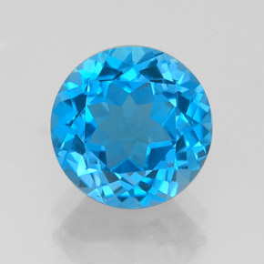 Topazio naturale blu da 3,23 ct, taglio rotondo, VVS