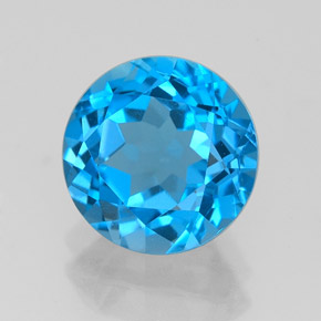 Topazio naturale blu da 3,23 ct, taglio rotondo, VVS