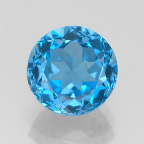 Topazio naturale blu da 3,75 ct, taglio rotondo, VVS