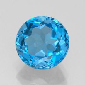 Topazio naturale blu da 3,75 ct, taglio rotondo, VVS