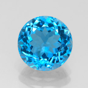 Topazio naturale blu da 3,31 ct, taglio rotondo, VS-SI