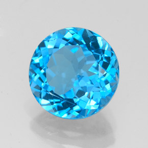 Topazio naturale blu da 3,31 ct, taglio rotondo, VS-SI