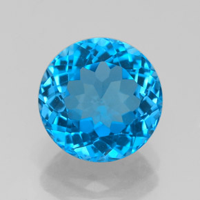 Topazio naturale blu da 3,57 ct, taglio rotondo, VVS