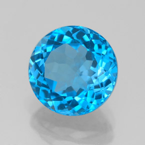 Topazio naturale blu da 3,57 ct, taglio rotondo, VVS