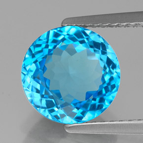 Topazio naturale blu da 3,45 ct, taglio rotondo, VVS