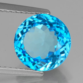 Topazio naturale blu da 3,45 ct, taglio rotondo, VVS