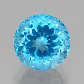 Topazio naturale blu da 2,94 ct, taglio rotondo, VVS
