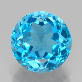 Topazio naturale blu da 3,55 ct, taglio rotondo, VVS
