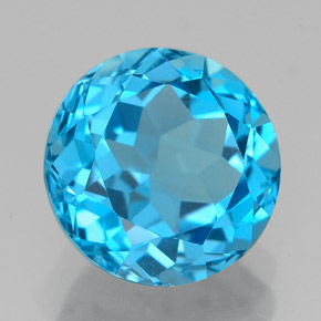 Topazio naturale blu da 3,55 ct, taglio rotondo, VVS