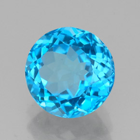 Topazio naturale blu da 2,44 ct, taglio rotondo, VVS