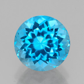 Topazio naturale blu da 2,66 ct, taglio rotondo, VVS