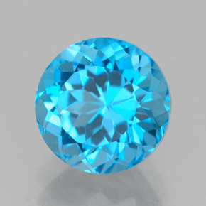 Topazio naturale blu da 2,66 ct, taglio rotondo, VVS