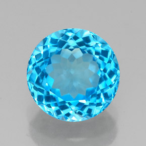 Topazio naturale blu svizzero da 2,43 ct, taglio rotondo, VVS