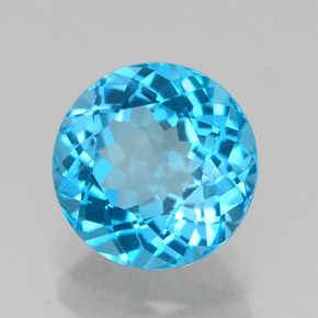 Topazio naturale blu da 2,34 ct, taglio rotondo, VS