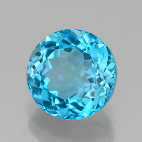 Topazio naturale blu da 2,48 ct, taglio rotondo, VVS