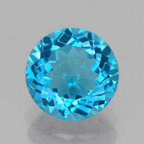 Topazio naturale blu da 2,39 ct, taglio rotondo, VVS