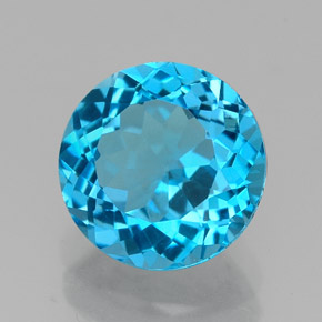 Topazio naturale blu da 2,39 ct, taglio rotondo, VVS
