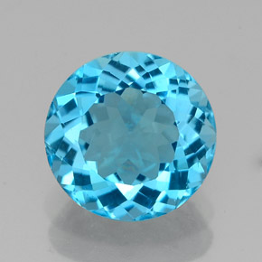 Topazio naturale blu da 2,32 ct, taglio rotondo, VVS