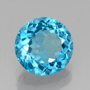 Topazio naturale blu da 2,32 ct, taglio rotondo, VVS