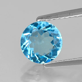 Topazio naturale blu da 1,34 ct, taglio rotondo, VVS-VS